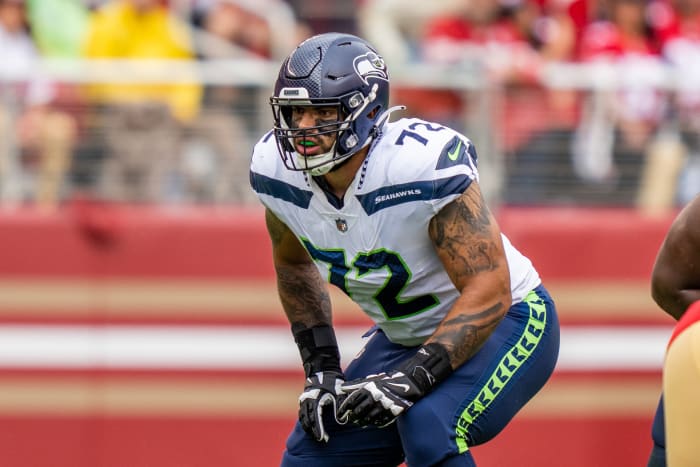 Seattle Seahawks offensive tackle Abraham Lucas (72) during the second quarter against the San Francisco 49ers at Levi's Stadium.